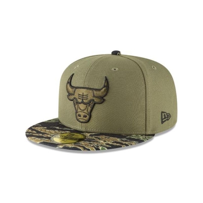Chicago Bulls Gorra | New Era NBA Tiger Camo 59fifty Fitted Cap Mexico - Verdes